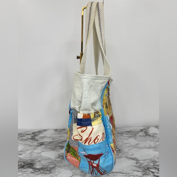 Sun N Sand Paul Brent Canvas Beach Tote – Shore Theme, Flip Flop Charm - Picture 3 of 8